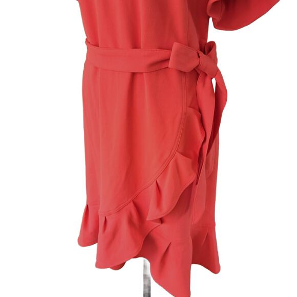 CALVIN  KLEIN Orange Ruffled Tulip-Hem Belted Dress Size 22 W - Picture 5 of 10
